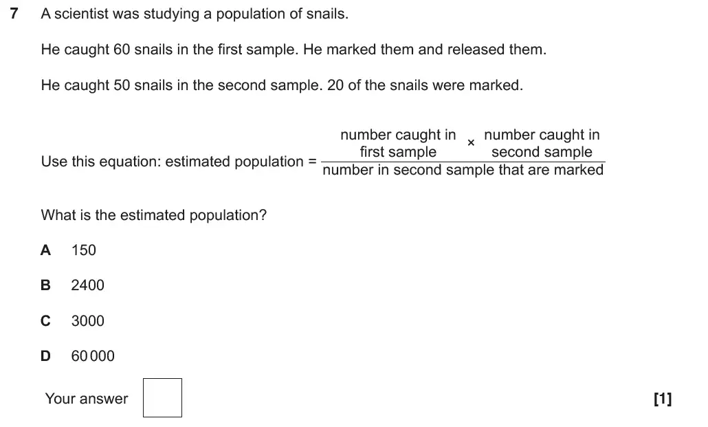 Question 7 - GCSE OCR Foundation Biology Past Paper 2 - June 2018