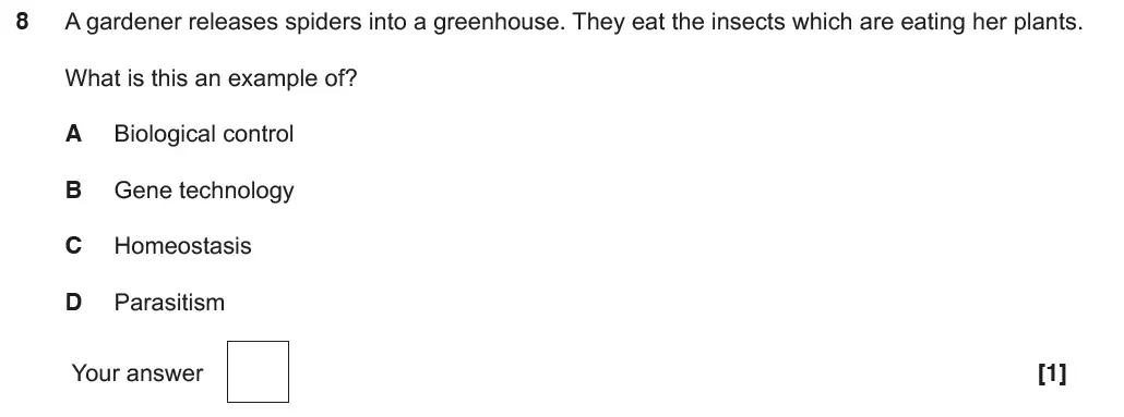 Question 8 - GCSE OCR Foundation Biology Past Paper 2 - June 2018