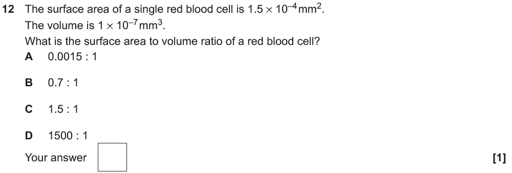 Question 12 - GCSE OCR Higher Biology Past Paper 3 - June 2018