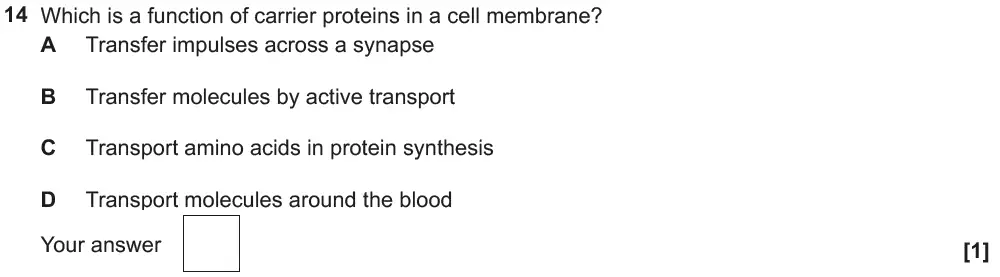 Question 14 - GCSE OCR Higher Biology Past Paper 3 - June 2018