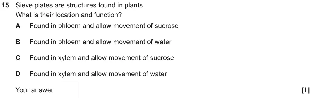 Question 15 - GCSE OCR Higher Biology Past Paper 3 - June 2018