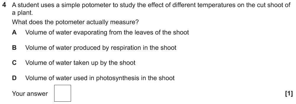 Question 4 - GCSE OCR Higher Biology Past Paper 3 - June 2018