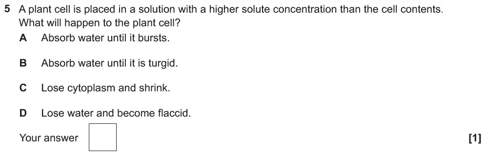 Question 5 - GCSE OCR Higher Biology Past Paper 3 - June 2018