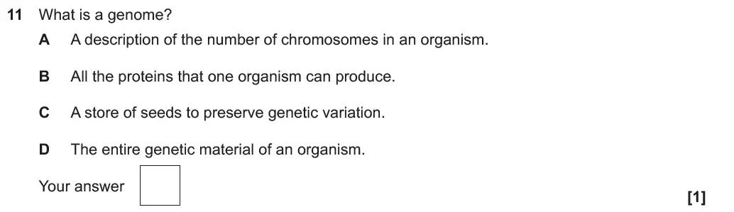 Question 11 - GCSE OCR Higher Biology Past Paper 4 - June 2018