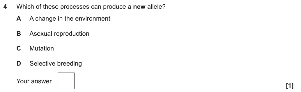 Question 4 - GCSE OCR Higher Biology Past Paper 4 - June 2018