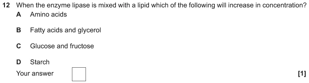 Question 12 - GCSE OCR Foundation Biology Past Paper 1 - June 2019