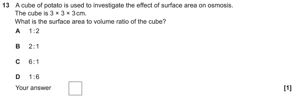 Question 13 - GCSE OCR Foundation Biology Past Paper 1 - June 2019