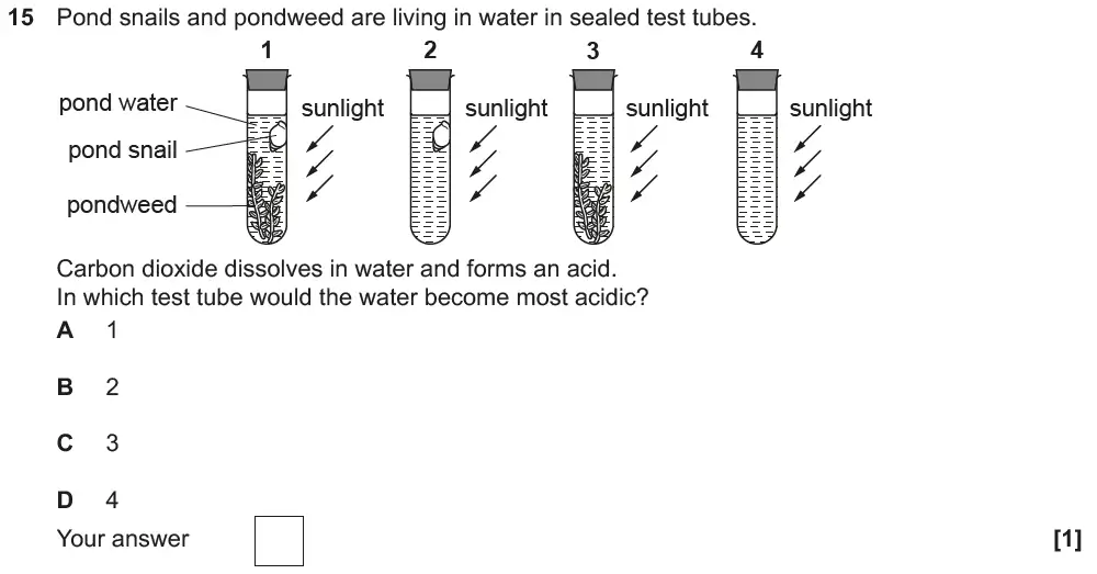 Question 15 - GCSE OCR Foundation Biology Past Paper 1 - June 2019