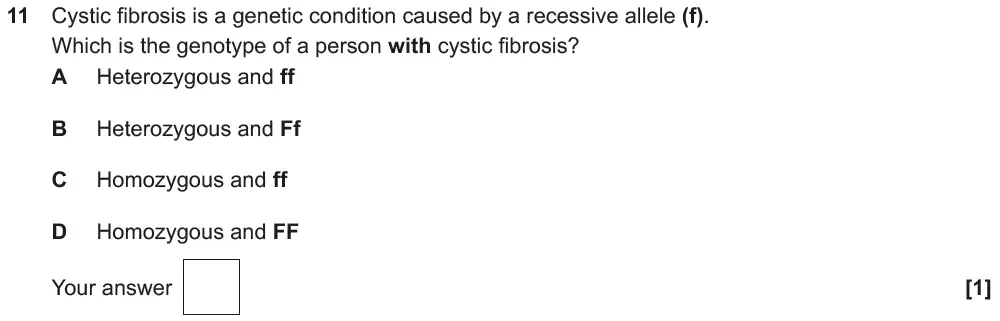 Question 11 - OCR GCSE Foundation Biology Past Paper 2 - June 2019