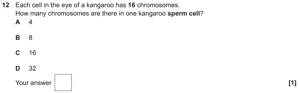 Question 12 - OCR GCSE Foundation Biology Past Paper 2 - June 2019
