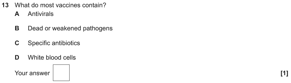 Question 13 - OCR GCSE Foundation Biology Past Paper 2 - June 2019