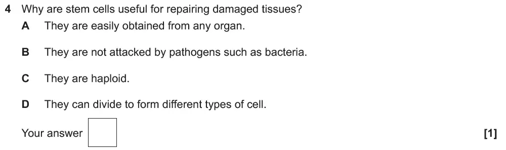 Question 04 - OCR GCSE Foundation Biology Past Paper 2 - June 2019