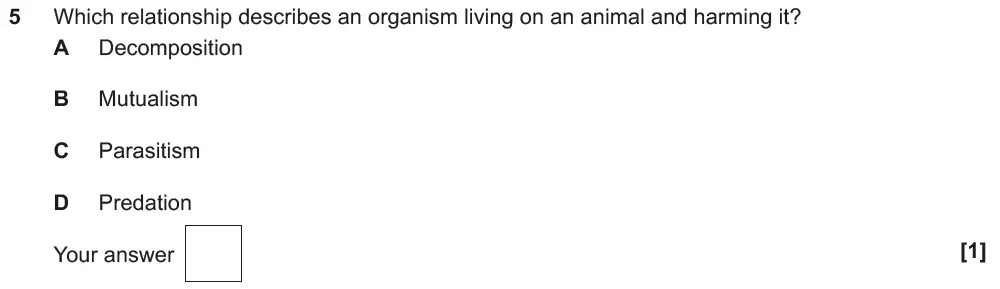 Question 05 - OCR GCSE Foundation Biology Past Paper 2 - June 2019