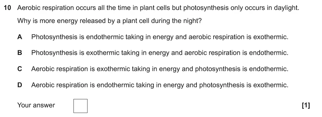 Question 10 - GCSE OCR Higher Biology Past Paper 3 - June 2019