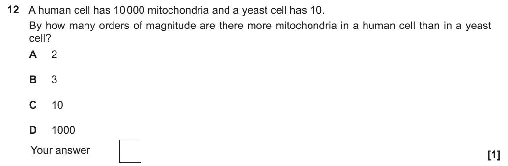 Question 12 - GCSE OCR Higher Biology Past Paper 3 - June 2019