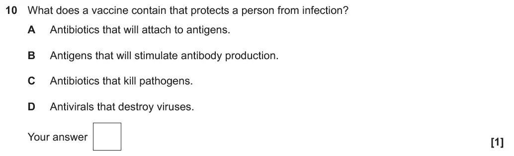 Question 10 - GCSE OCR Higher Biology Past Paper 4 - June 2019