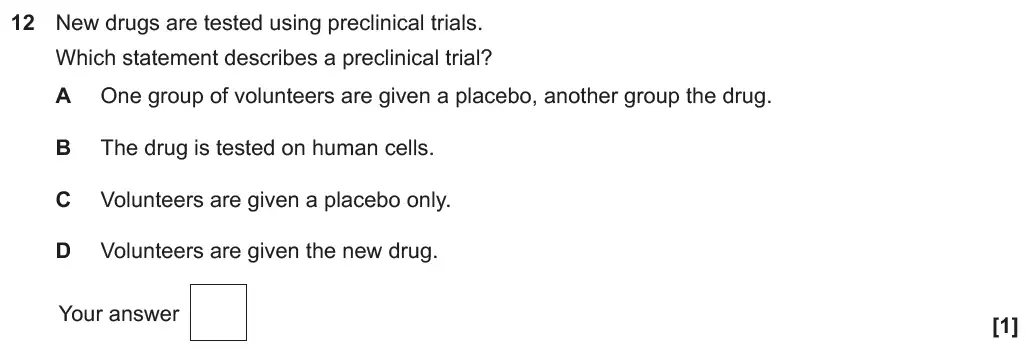 Question 12 - GCSE OCR Higher Biology Past Paper 4 - June 2019