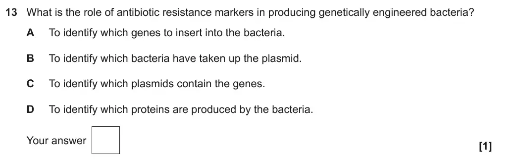 Question 13 - GCSE OCR Higher Biology Past Paper 4 - June 2019