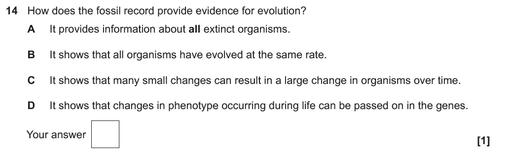 Question 14 - GCSE OCR Higher Biology Past Paper 4 - June 2019