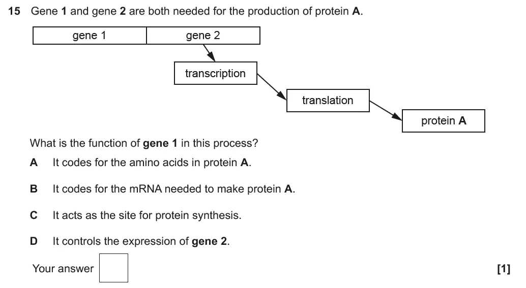 Question 15 - GCSE OCR Higher Biology Past Paper 4 - June 2019