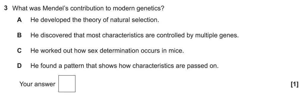Question 3 - GCSE OCR Higher Biology Past Paper 4 - June 2019