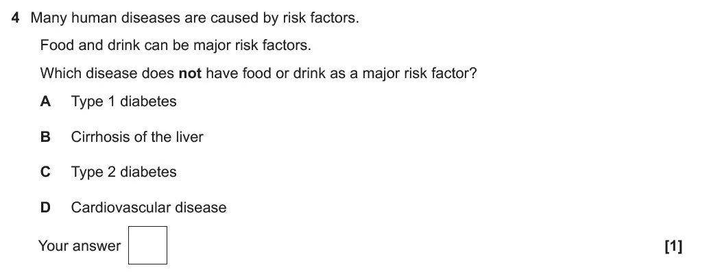Question 4 - GCSE OCR Higher Biology Past Paper 4 - June 2019