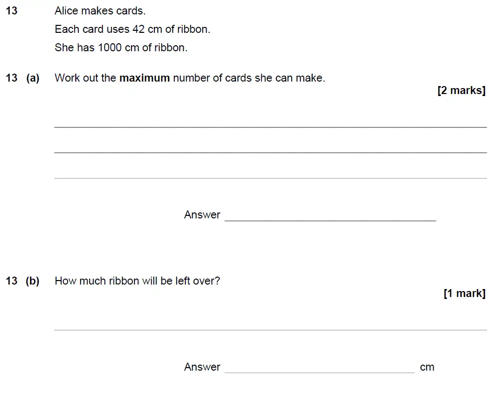 Question 13 - GCSE AQA Foundation Maths Speicmen Paper 2 (Calculator)