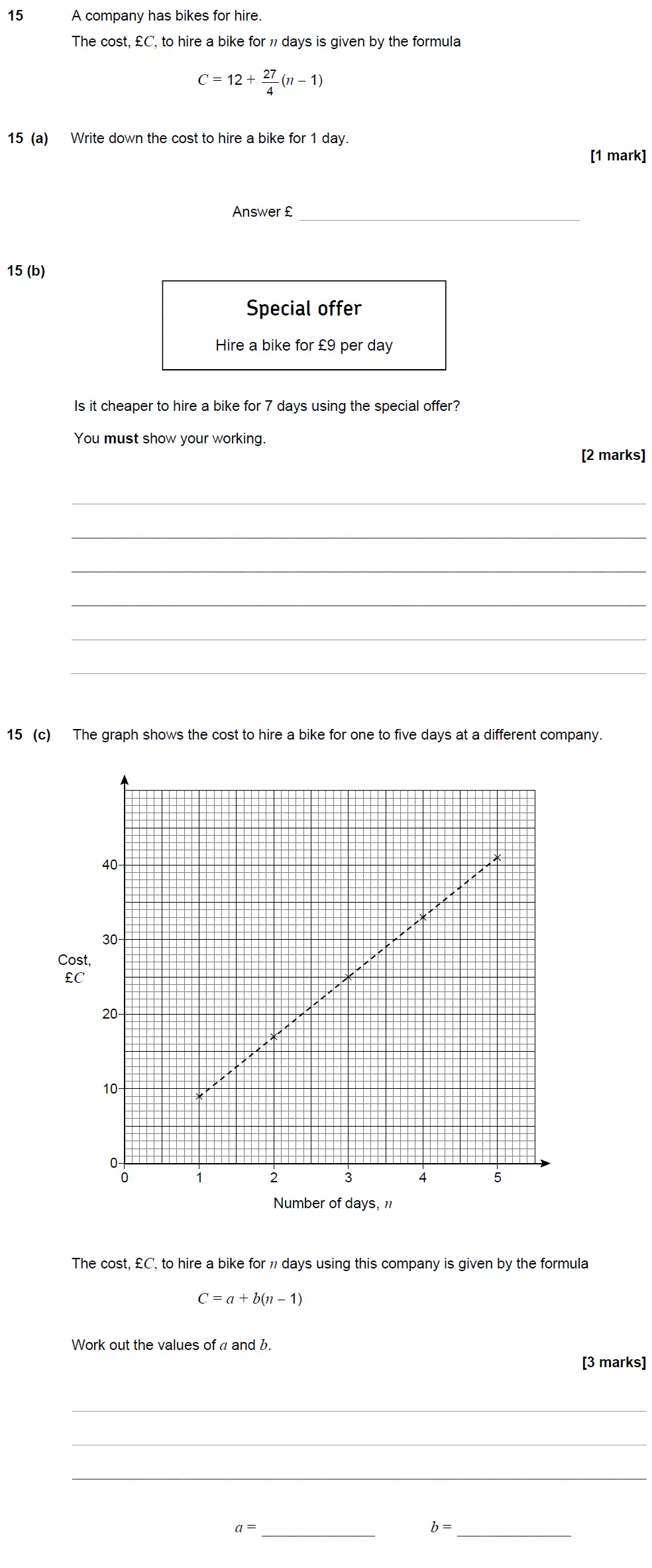 Question 15 - GCSE AQA Foundation Maths Speicmen Paper 2 (Calculator)