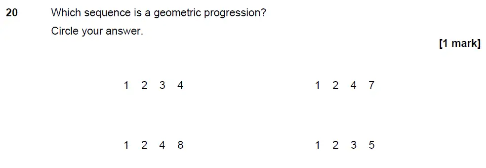 Question 20 - GCSE AQA Foundation Maths Speicmen Paper 2 (Calculator)