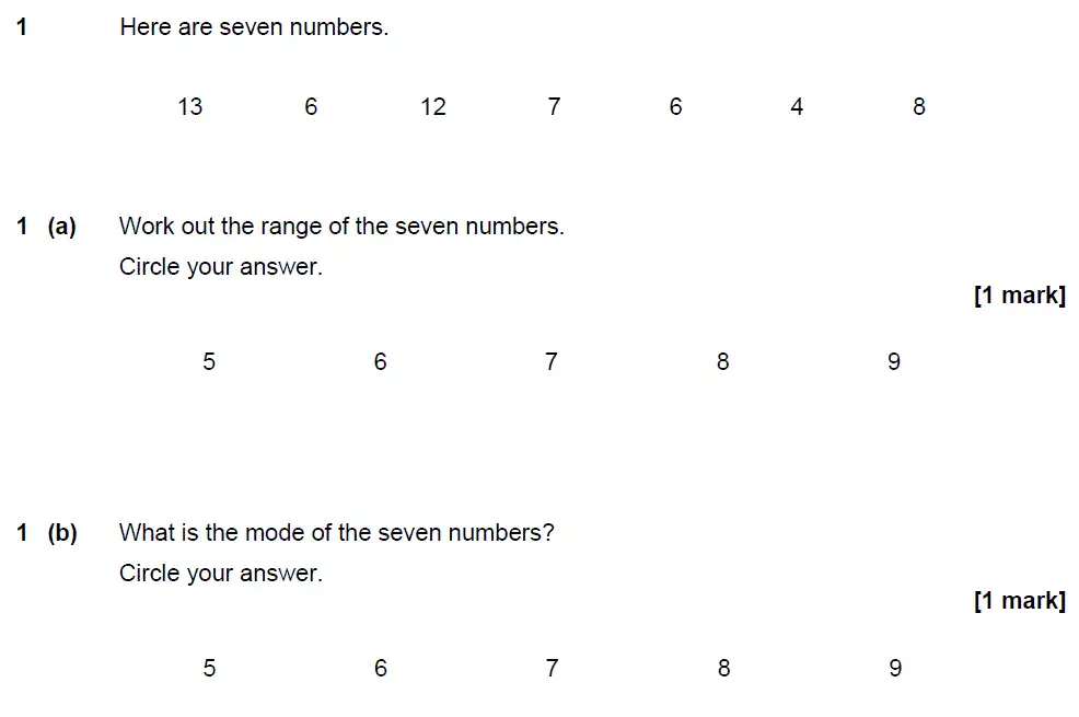 Question 1 - GCSE AQA Foundation Maths Speicmen Paper 3 (Calculator)