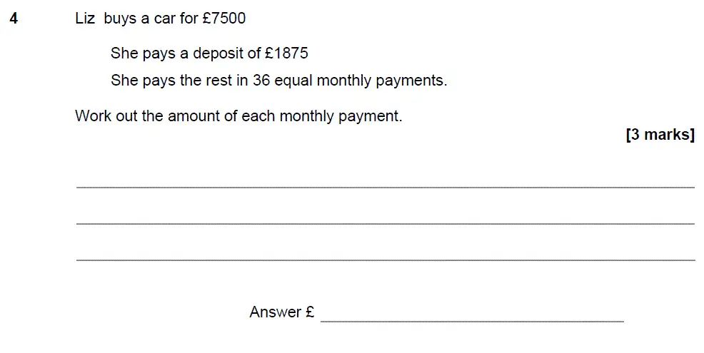 Question 4 - GCSE AQA Foundation Maths Speicmen Paper 3 (Calculator)