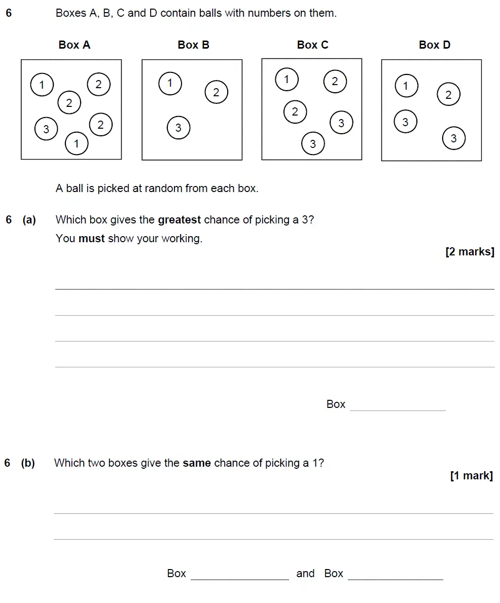 Question 6 - GCSE AQA Foundation Maths Speicmen Paper 3 (Calculator)