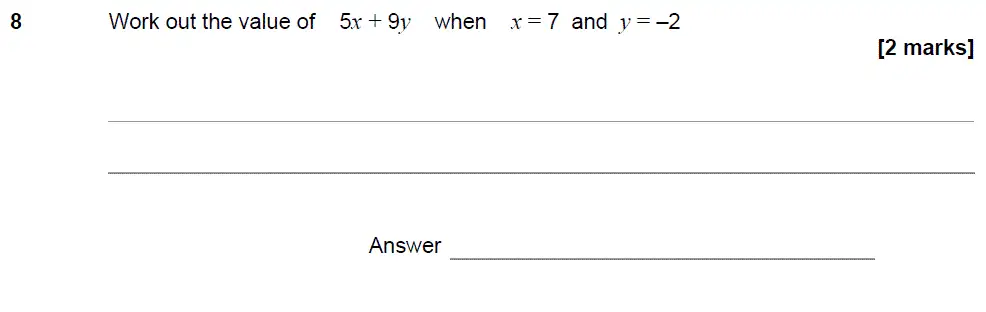 Question 8 - GCSE AQA Foundation Maths Speicmen Paper 3 (Calculator)