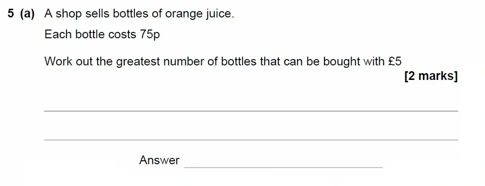 Question 05(a) - GCSE AQA Foundation Maths Past Paper 2 (Calculator) - June 2023
