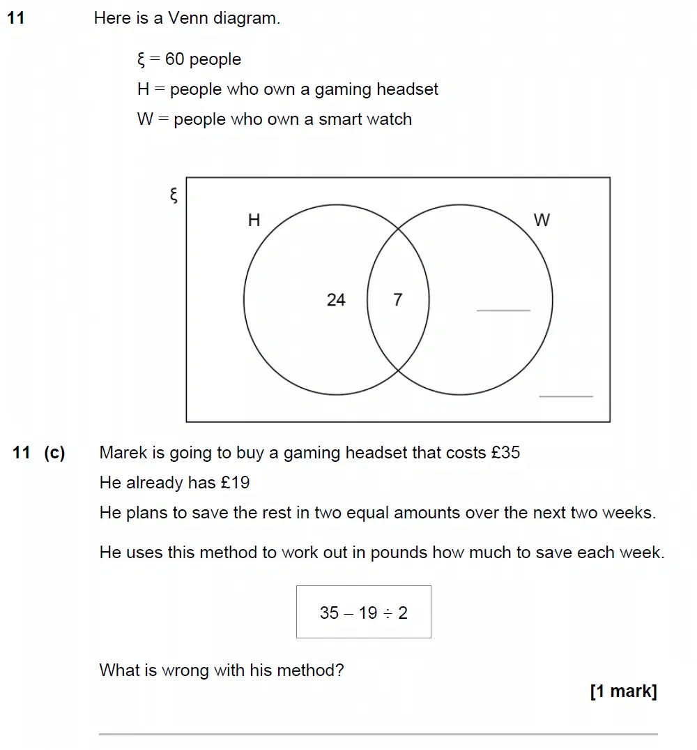 Question 11(c) - GCSE AQA Foundation Maths Past Paper 2 (Calculator) - June 2023