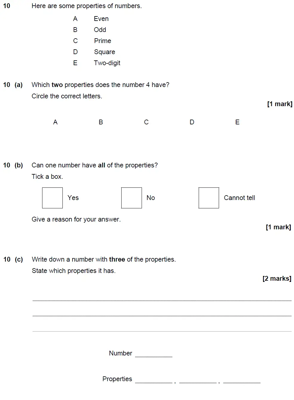 Question 10 - GCSE AQA Foundation Maths Speicmen Paper 1 (Non-Calculator)