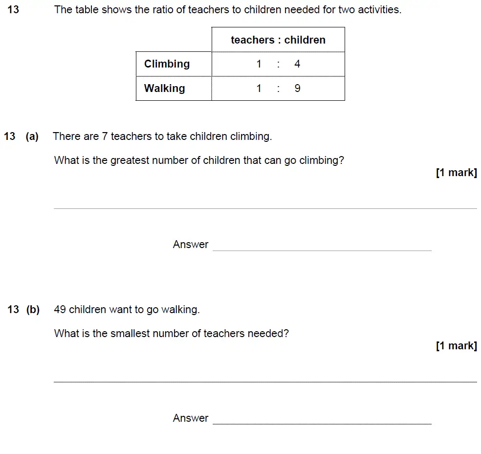 Question 13 - GCSE AQA Foundation Maths Speicmen Paper 1 (Non-Calculator)