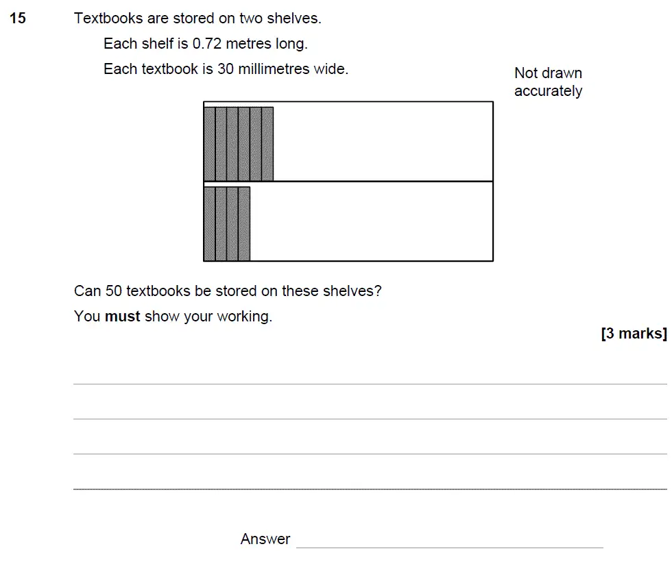 Question 15 - GCSE AQA Foundation Maths Speicmen Paper 1 (Non-Calculator)