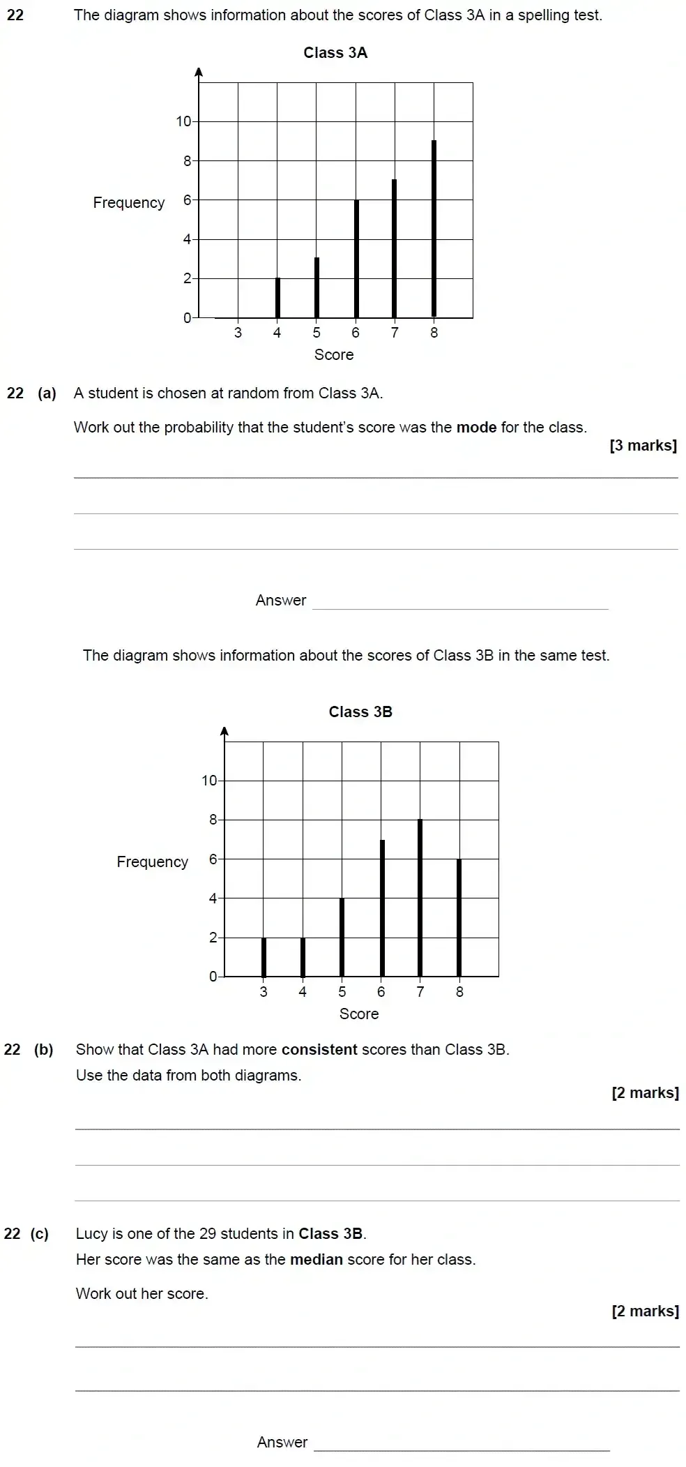 Question 22 - GCSE AQA Foundation Maths Speicmen Paper 1 (Non-Calculator)