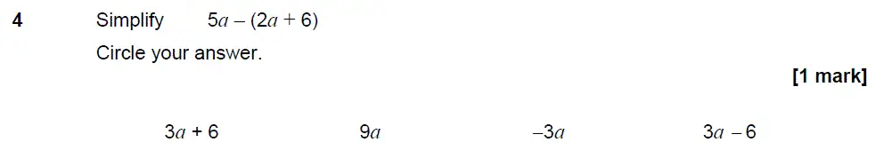 Question 4 - GCSE AQA Foundation Maths Speicmen Paper 1 (Non-Calculator)