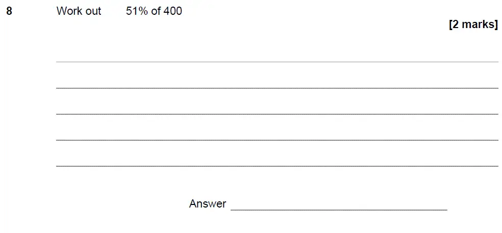 Question 8 - GCSE AQA Foundation Maths Speicmen Paper 1 (Non-Calculator)