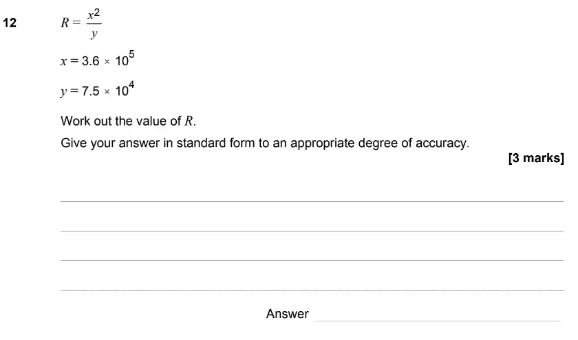 Question 15 - GCSE AQA Higher Maths Speicmen Paper 2 (Calculator)