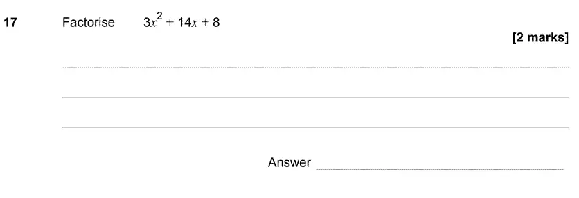 Question 19 - GCSE AQA Higher Maths Speicmen Paper 3 (Calculator)