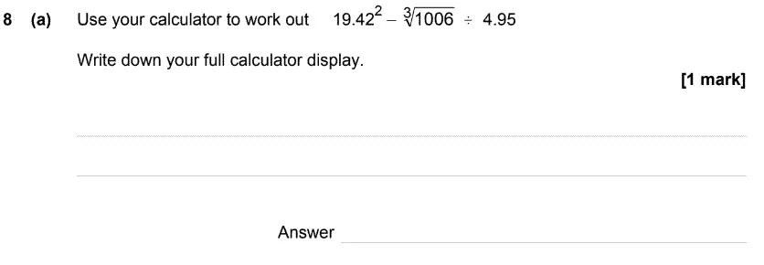 Question 8 - GCSE AQA Higher Maths Speicmen Paper 3 (Calculator)