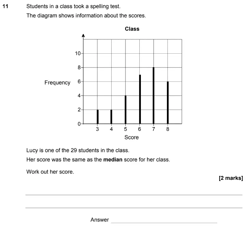 Question 11 - GCSE AQA Higher Maths Speicmen Paper 1 (Non-Calculator)