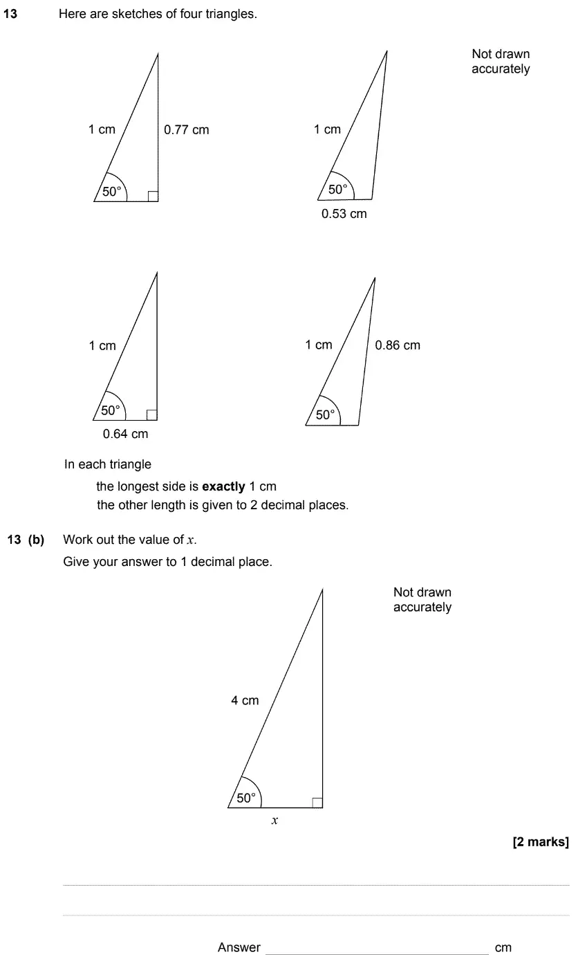Question 14 - GCSE AQA Higher Maths Speicmen Paper 1 (Non-Calculator)