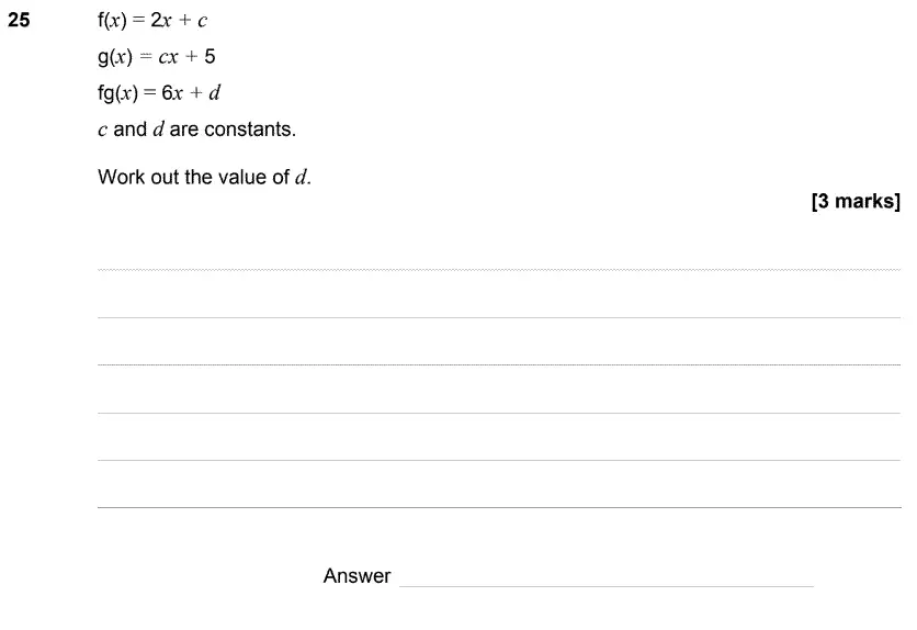 Question 29 - GCSE AQA Higher Maths Speicmen Paper 1 (Non-Calculator)
