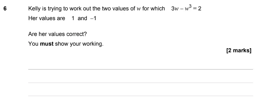 Question 6 - GCSE AQA Higher Maths Speicmen Paper 1 (Non-Calculator)