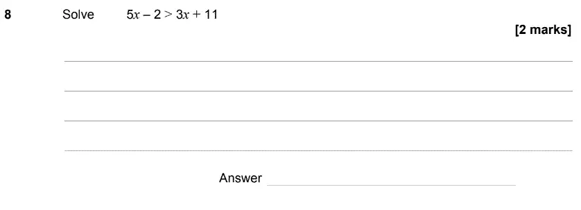 Question 8 - GCSE AQA Higher Maths Speicmen Paper 1 (Non-Calculator)