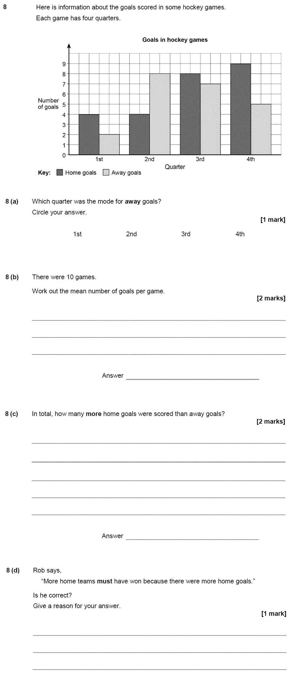 Question 8 - GCSE AQA Foundation Maths Past Paper 3 (Calculator) - June 2017